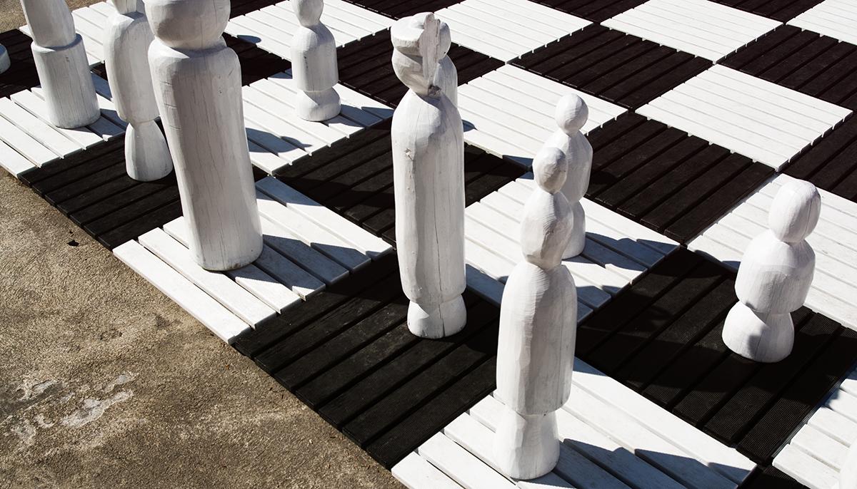 Outdoor chess set at Laugardalslaug Pool