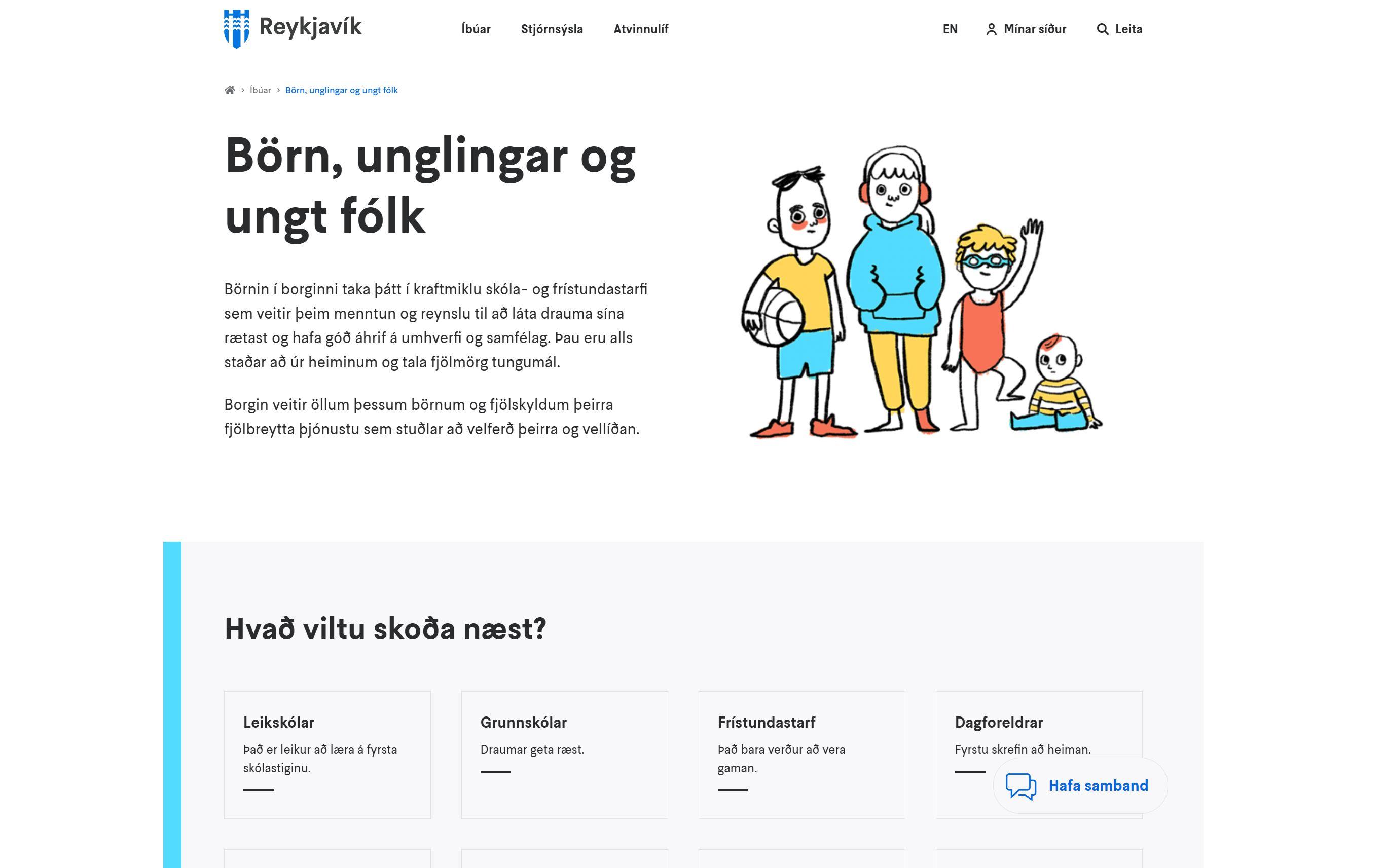 Skjámynd af yfirlitssíðu