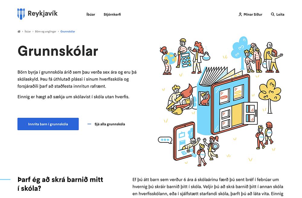 Skjámynd úr innritunarferli í grunnskóla.