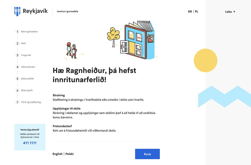 Skjámynd úr innritunarferli í grunnskóla.
