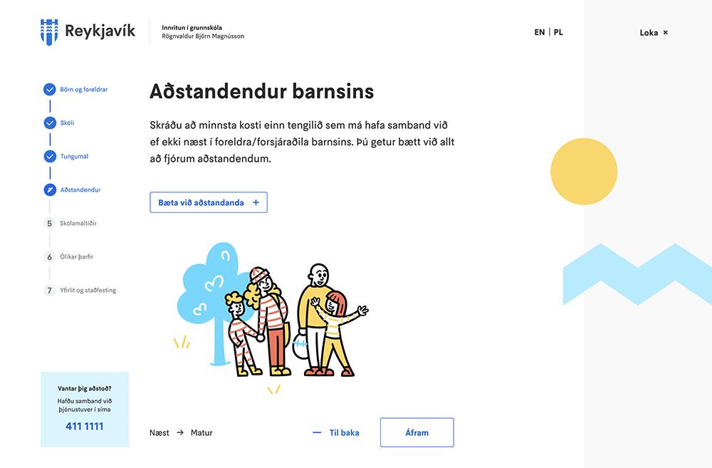 Skjámynd úr innritunarferli í grunnskóla.