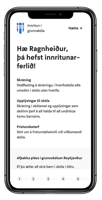 Skjámynd úr innritunarferli í grunnskóla.