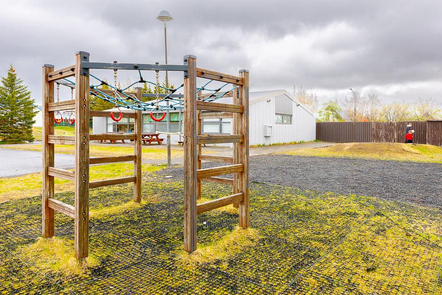 Climbing frame on school playground.