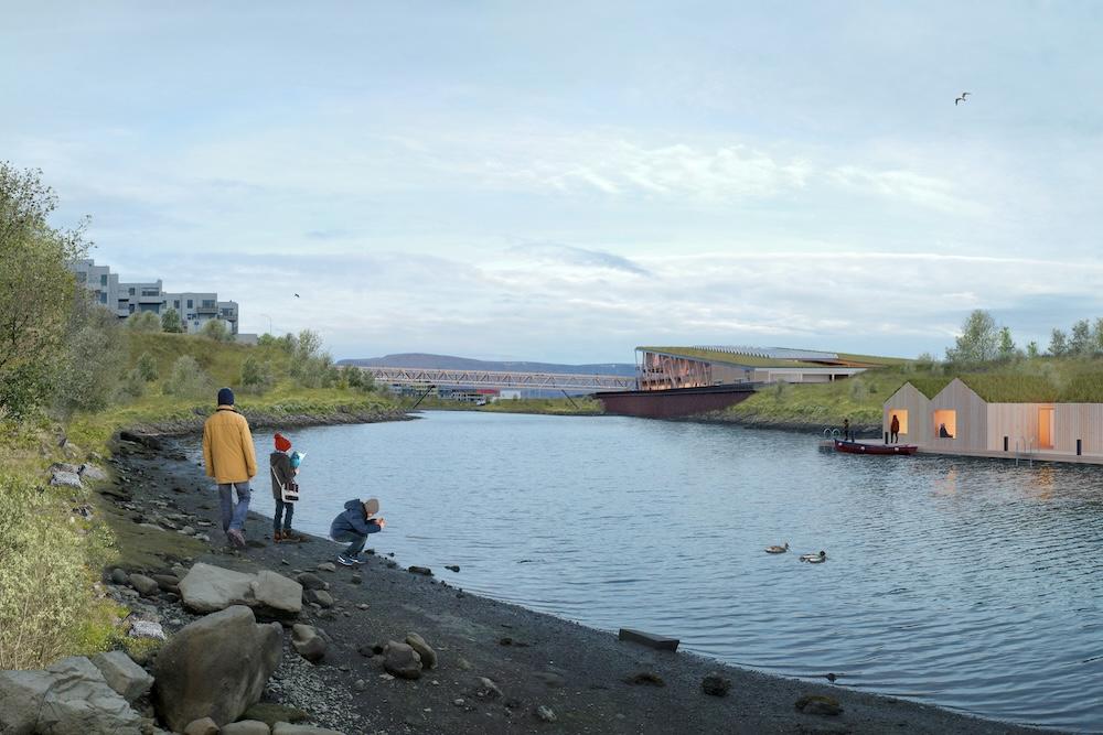 Þrívíddarteikning af nýjum skóla í Vogabyggð.
