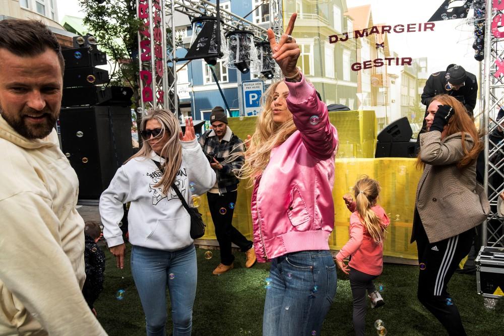 DJ Margeir provides the party vibe on Klapparstígur