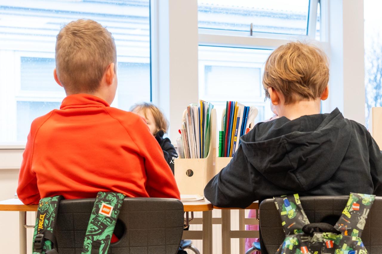 An interior view of a classroom at the new temporary school campus in Laugardalur.