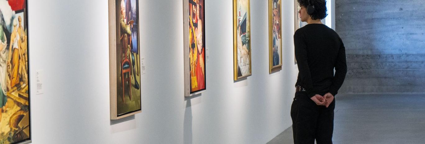 Image from an art museum — a person viewing a painting